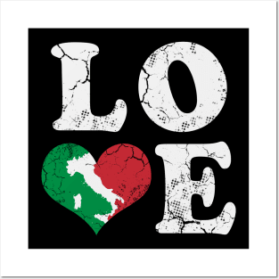 Love Italia Italy Map Italian Flag Heart Posters and Art